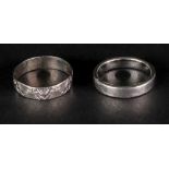 A platinum band ring size L, 7.3g; and a
