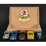 Five vintage Dinky diecast cars, Riley,