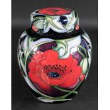 A Moorcroft ginger jar and cover, tube l