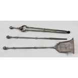 A set of three Victorian steel fire tool