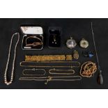 A collection of gilt metal and costume j