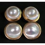 A pair of large mabé pearl, 18ct gold ea