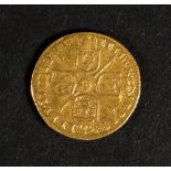 A George I gold quarter guinea, 1718.