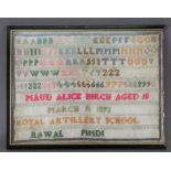 A needlework sampler, worked with alphab