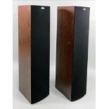 A large pair of KEF Q75 rosewood cased floor standing speakers, 98 x 31 x 23cm, boxed.