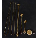 A collection of gold and gilt metal jewe