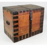 A Victorian metal bound oak plate chest,