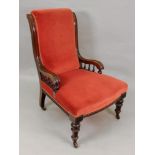 A Victorian mahogany frame nursing chair