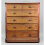 A tall Victorian mahogany chest, fitted with two short and four long drawers,