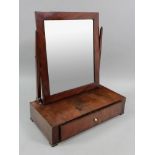 A Dutch mahogany swing toilet mirror, 19th century, with single drawer box plateau base,