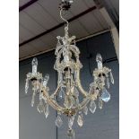 An Italian glass six-light chandelier, 20th century,