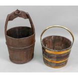 A brass bound oak bucket, 20th century,