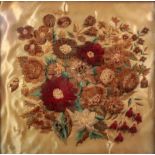 A floral embroidery on silk, 44 x 42cm.