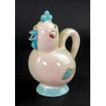 A Clarice Cliff Bizarre nursery chicken teapot, 16cm high.