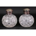 A pair of Victorian silver mounted spher