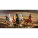 Hans Reidmann (1913-1991), Galloping Horses, signed 'H Reidmann' (lower left), oil on canvas,