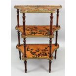 A French polychrome painted three tier e