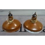 A pair of mid 20th century industrial circular ceiling lights (2).