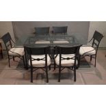 A modern metal and glass rectangular dining table by Kesterport,