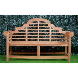 Asia Approach; a hardwood Lutyens design garden bench, 167cm wide x 105cm high.