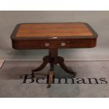 A George III yew and mahogany rectangular centre table, on four downswept supports,