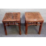 A pair of late 19th century square Chinese hardwood tables,