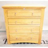 A modern oak chest of four long drawers, 89cm wide x 96cm high.