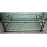 A 20th century polished chrome and glass rectangular two tier coffee table, 130cm wide x 37cm high.