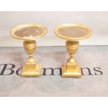 A pair of modern giltwood circular side tables of urn form,