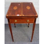 A George III inlaid mahogany double fold-out games table,