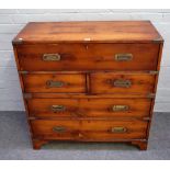 A campaign style brass bound yew secretaire chest,