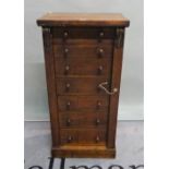 A 19th century mahogany Wellington chest, with seven graduated drawers and plinth base,