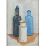 Gabrielle O*** (20th Century), Still life of three bottles,