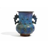 A Chinese pottery two-handled vase, probably late 19th/20th century,