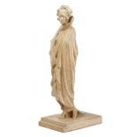 A plaster and terracotta figure of an elegant lady in dress, circa 1920,