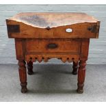 J Montgolfier 18 Ripe d'A Isace Beziers; an early 20th century butcher's block with knife slot back,