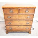 A 19th century mahogany chest of two short over three long drawers, 91cm wide x 100cm high.