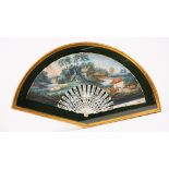 A Continental painted paper fan, late 18th century,