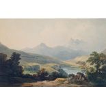 English School, 19th Century, A mountainous landscape, watercolour, 26 x 40cm,