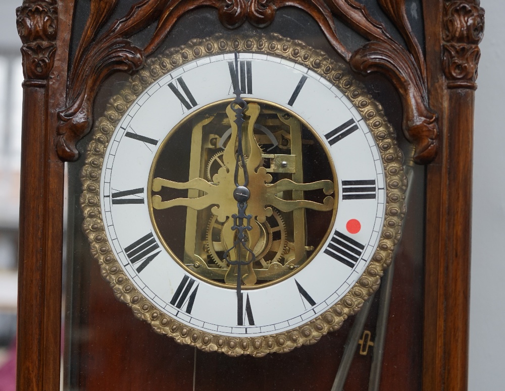 A mid-19th century mahogany Gothic Revival Vienna style regulator wall clock, - Image 2 of 2