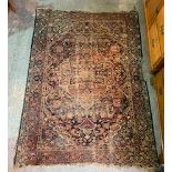 A Mahal blue ground rug, Persian, with central