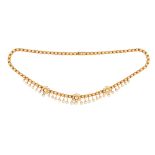 An Edwardian gold and half pearl set collar necklace,