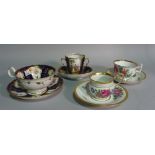 Ceramics, cups and saucers, including Meissen and a twin handled Rosenthal cup and saucer (8).