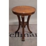 A Regency walnut and gilt metal mounted circular occasional table, 64cm diameter x 82cm high.