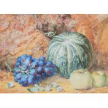 Thomas Fredrick Collier (British, 1823-1885), Still life of grapes, squash, apples and raspberries,