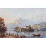 English School, 19th Century, A European lake scene; and a companion, a pair,
