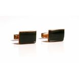 A pair of gold mounted New Zealand jade cufflinks,