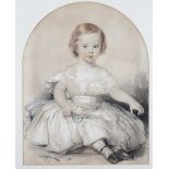 English School, 19th Century, Portrait of a seated child, pastel, 68 x 53cm.