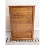 A late 19th century mahogany Wellington chest with seven drawers on a plinth base,