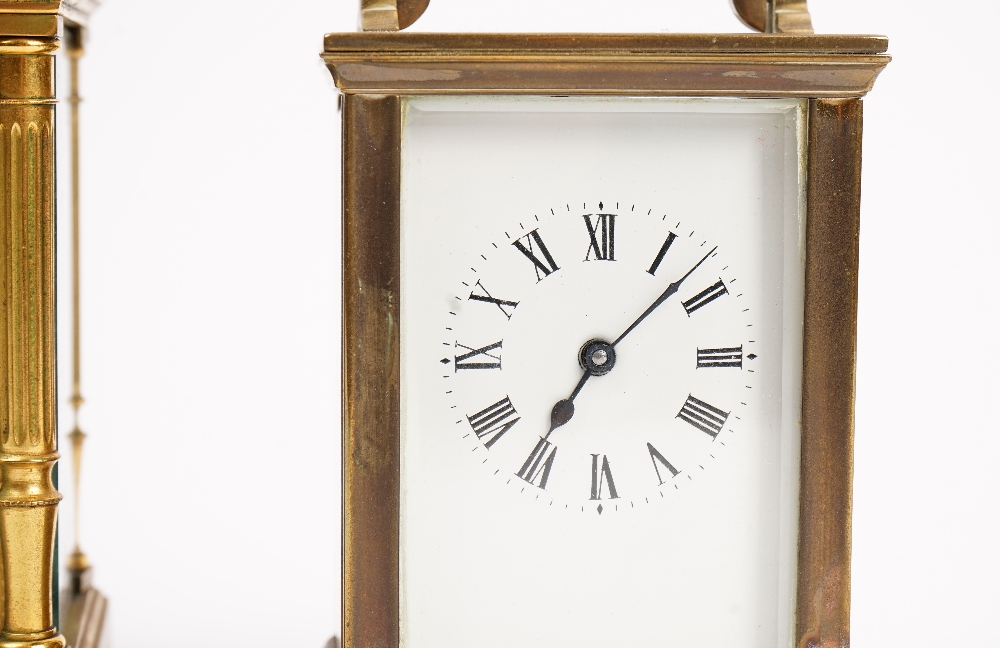 A French gilt brass carriage clock, with visible platform escapement, - Image 2 of 4